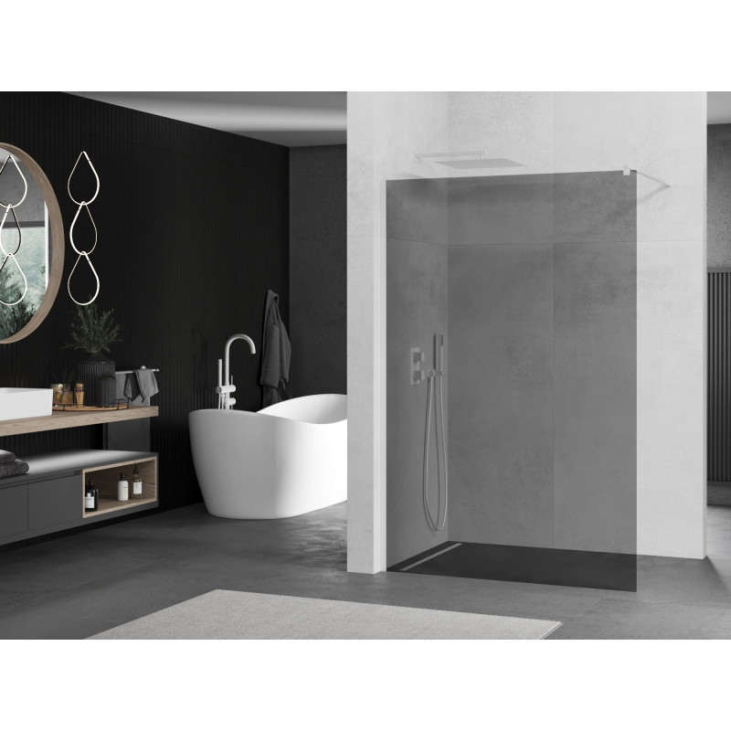 Mexen Kioto sprchová stena Walk-in 80 x 200 cm, grafitová 8 mm, biela - 800-080-101-20-40
