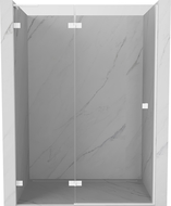 Mexen Lunar L sprchové dvere s ľavým otváraním 130 cm, priehľadné, biele - 834L-130-000-20-00-L