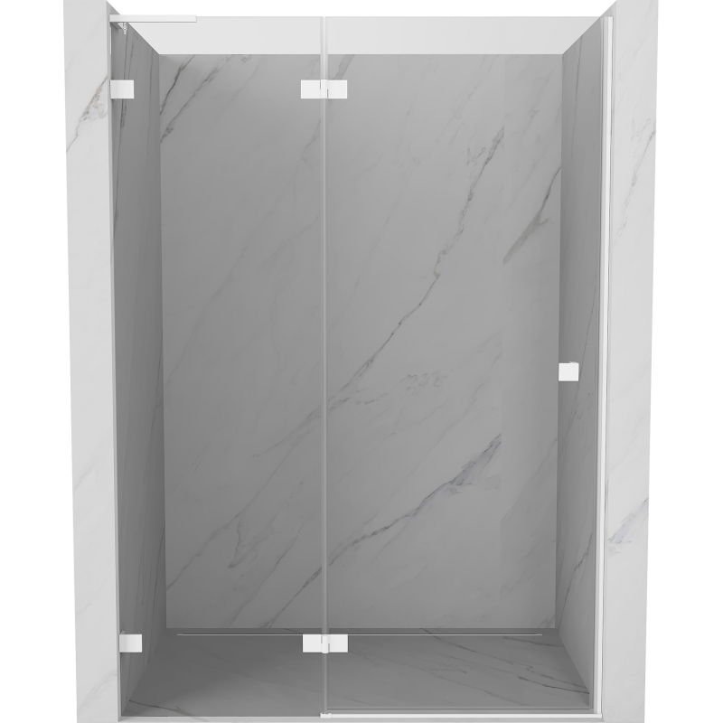 Mexen Lunar L sprchové dvere výkyvné ľavé 140 cm, transparentné, biele - 834L-140-000-20-00-L