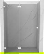 Mexen Lunar L sprchové dvere výkyvné ľavé 140 cm, transparentné, biele - 834L-140-000-20-00-L