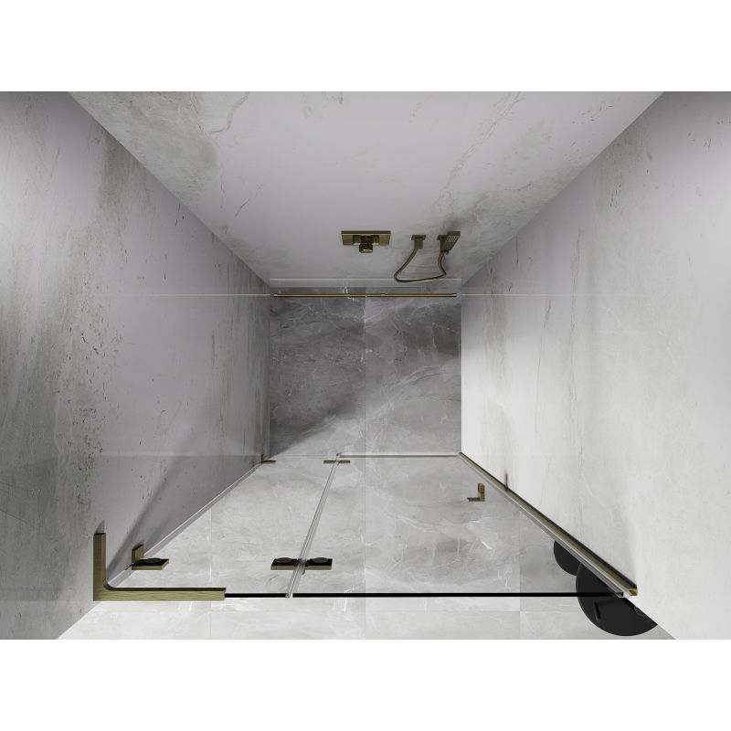 Mexen Lunar L sprchové dvere otočné ľavé 70 cm, transparentné, zlaté kartáčované - 834L-070-000-55-00-L