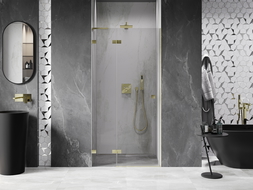 Mexen Lunar L sprchové dvere otváravé ľavé 125 cm, transparentné, zlaté brúsené - 834L-125-000-55-00-L