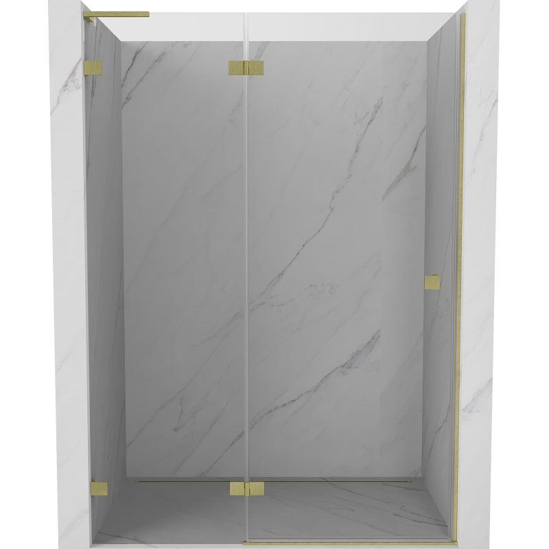 Mexen Lunar L, ľavé sprchové dvere 140 cm, priehľadné, brúsené zlaté - 834L-140-000-55-00-L