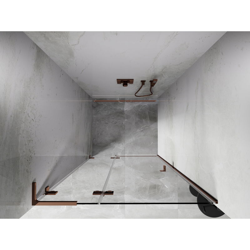 Mexen Lunar L sprchové dvere výklopné ľavé 75 cm, transparentné, ružové zlato - 834L-075-000-60-00-L