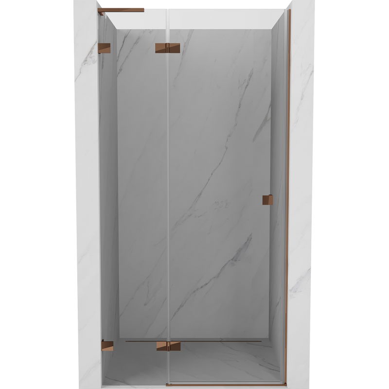 Mexen Lunar L sprchové dvere so závesom vľavo 85 cm, transparentné, ružové zlato - 834L-085-000-60-00-L