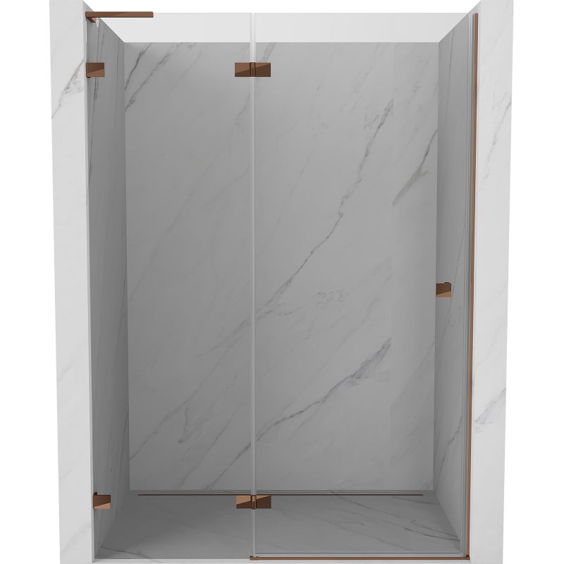 Mexen Lunar L sprchové dvere výklopné ľavé 135 cm, transparentné, ružové zlato - 834L-135-000-60-00-L