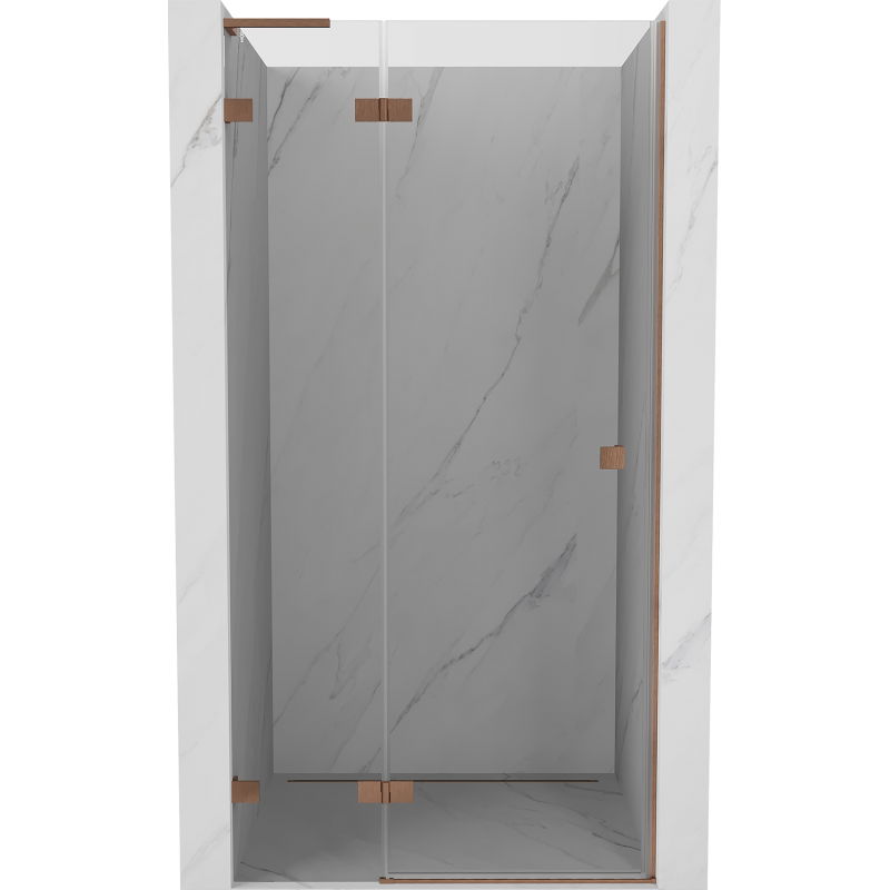 Mexen Lunar L sprchové dvere otváracie ľavé 100 cm, transparentné, brúsená meď - 834L-100-000-65-00-L