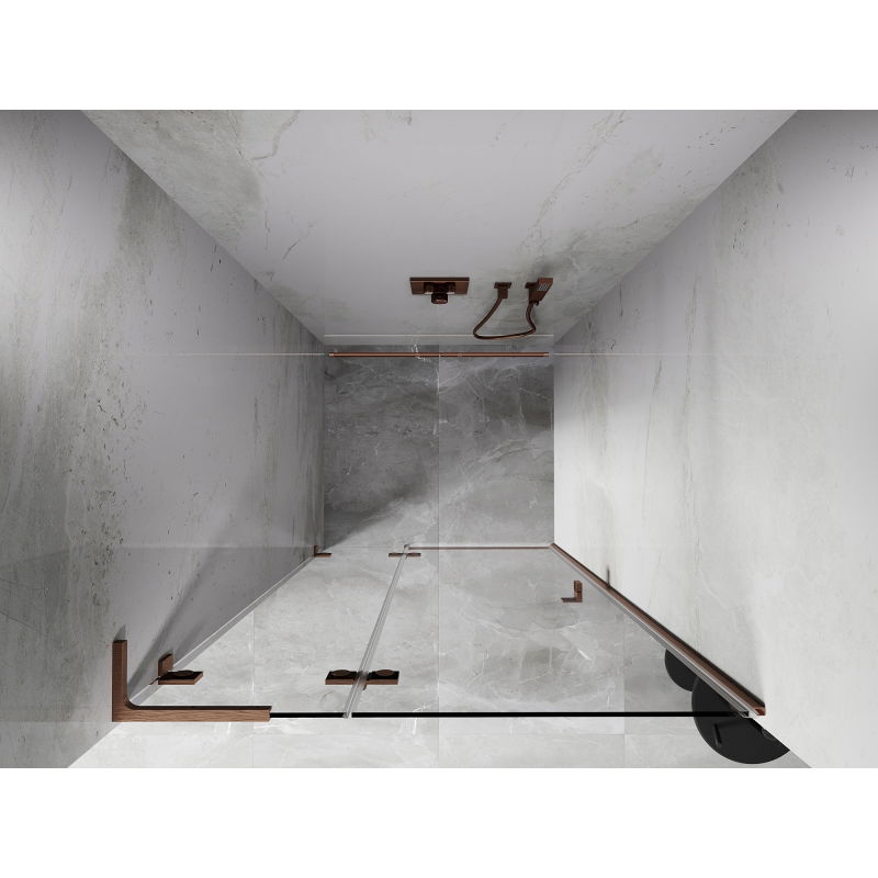 Mexen Lunar L sprchové dvere výkyvné ľavé 120 cm, transparentné, brúsená meď - 834L-120-000-65-00-L