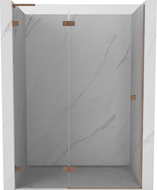 Mexen Lunar L sprchové dvere otvárateľné ľavé 135 cm, transparentné, brúsená meď - 834L-135-000-65-00-L