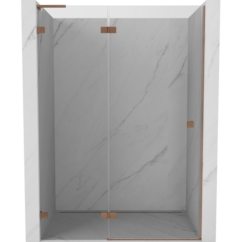 Mexen Lunar L sprchové dvere otočné ľavé 140 cm, transparentné, brúsená meď - 834L-140-000-65-00-L