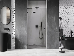 Mexen Lunar L sprchové dvere výklopné ľavé 70 cm, transparentné, gun gray brúsené - 834L-070-000-66-00-L