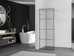 Mexen Kioto sprchová stena 90 x 200 cm, transparentnéné/čierny vzor 8 mm, biela - 800-090-101-20-77