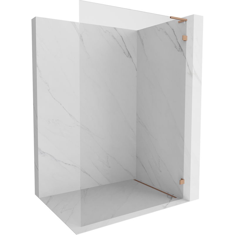 Mexen Lunar L sprchová stena Walk-in pravá 100 x 200 cm, transparentná 8 mm, brúsená meď - 830L-100-000-65-00-P