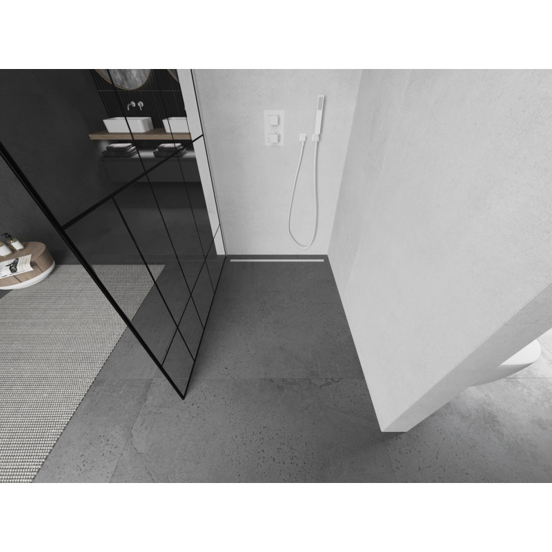 Mexen Kioto sprchový panel Walk-in 100 x 200 cm, čierny vzor 8 mm, biely - 800-100-101-20-78