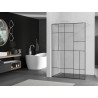 Mexen Kioto sprchový panel Walk-in 100 x 200 cm, čierny vzor 8 mm, biely - 800-100-101-20-78