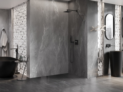Mexen Lunar L sprchová stena Walk-in pravá 100 x 200 cm, priehľadná 8 mm, gun gray brúsená - 830L-100-000-66-00-P
