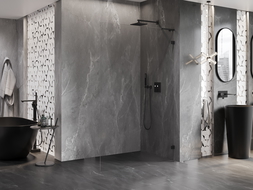 Mexen Lunar L sprchová stena Walk-in pravá 120 x 200 cm, transparentná 8 mm, čierna - 830L-120-000-70-00-P