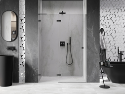 Mexen Lunar L sprchové dvere výklopné ľavé 140 cm, transparentné, gun metal - 834L-140-000-95-00-L