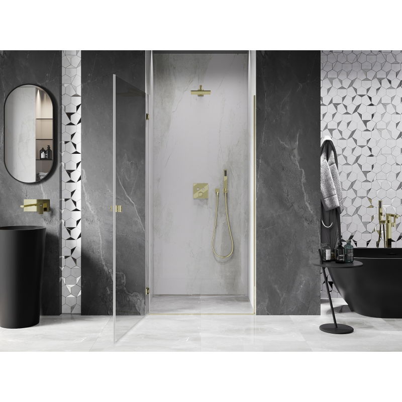 Mexen Lunar-B ľavé otváravé sprchové dvere 85 cm, transparentné, zlaté - 832-085-000-50-00-L