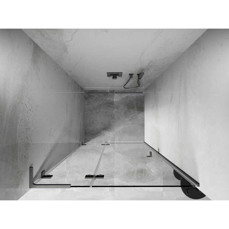 Mexen Lunar L sprchové dvere otočné ľavé 95 cm, transparentné, kartáčovaný nikel - 834L-095-000-97-00-L