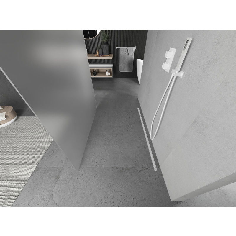 Mexen Kioto samostatne stojaca sprchová stena 100 x 200 cm, mat 8 mm, biela - 800-100-002-20-30