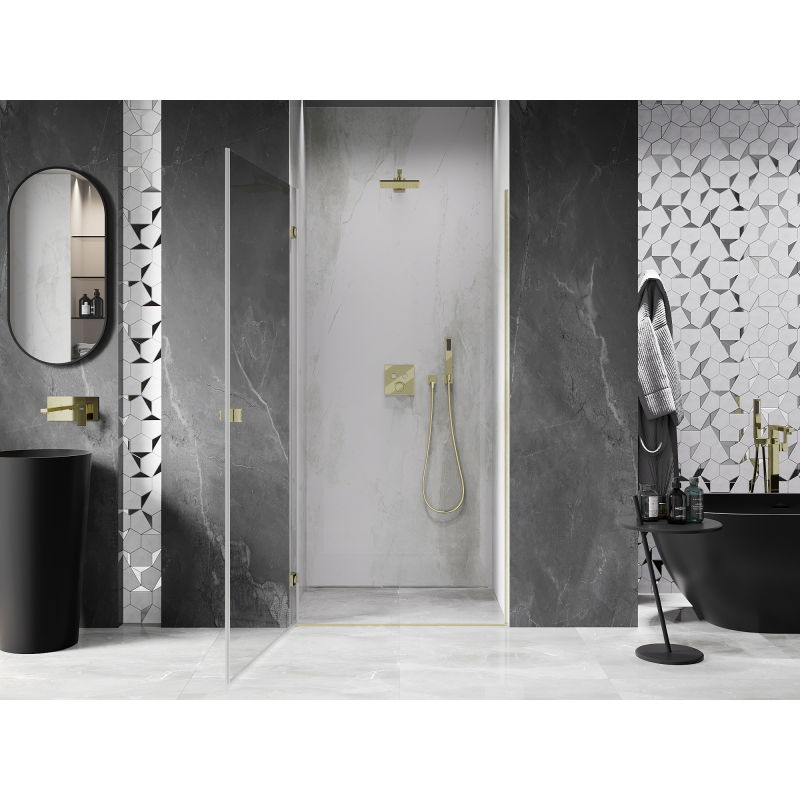 Mexen Lunar-B sprchové dvere ľavé 85 cm, priehľadné, zlaté kartáčované - 832-085-000-55-00-L