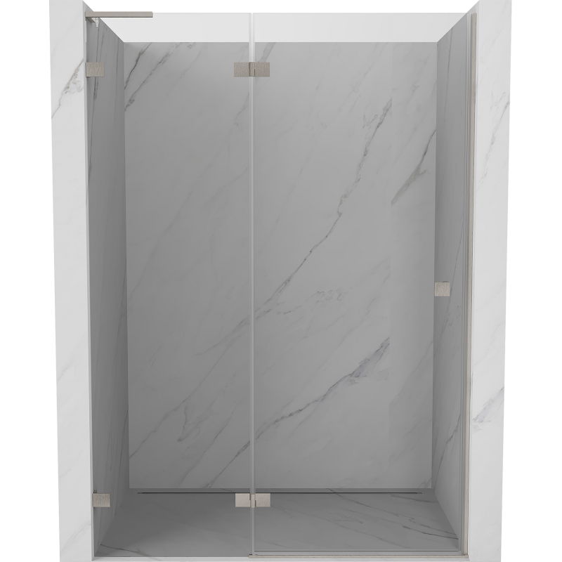 Mexen Lunar L sprchové dvere ľavé 135 cm, priehľadné, brúsený nikel - 834L-135-000-97-00-L