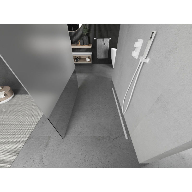 Mexen Kioto sprchová stena voľne stojaca 120 x 200 cm, priehľadná/mrazivá 8 mm, biela - 800-120-002-20-35