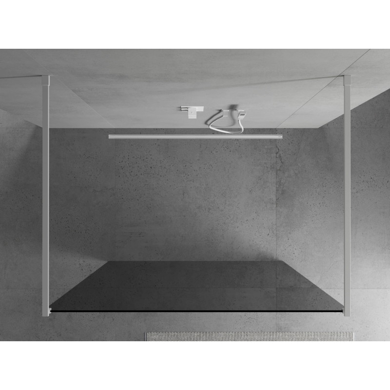 Mexen Kioto voľne stojaca sprchová stena 100 x 200 cm, grafitová, 8 mm, biela - 800-100-002-20-40