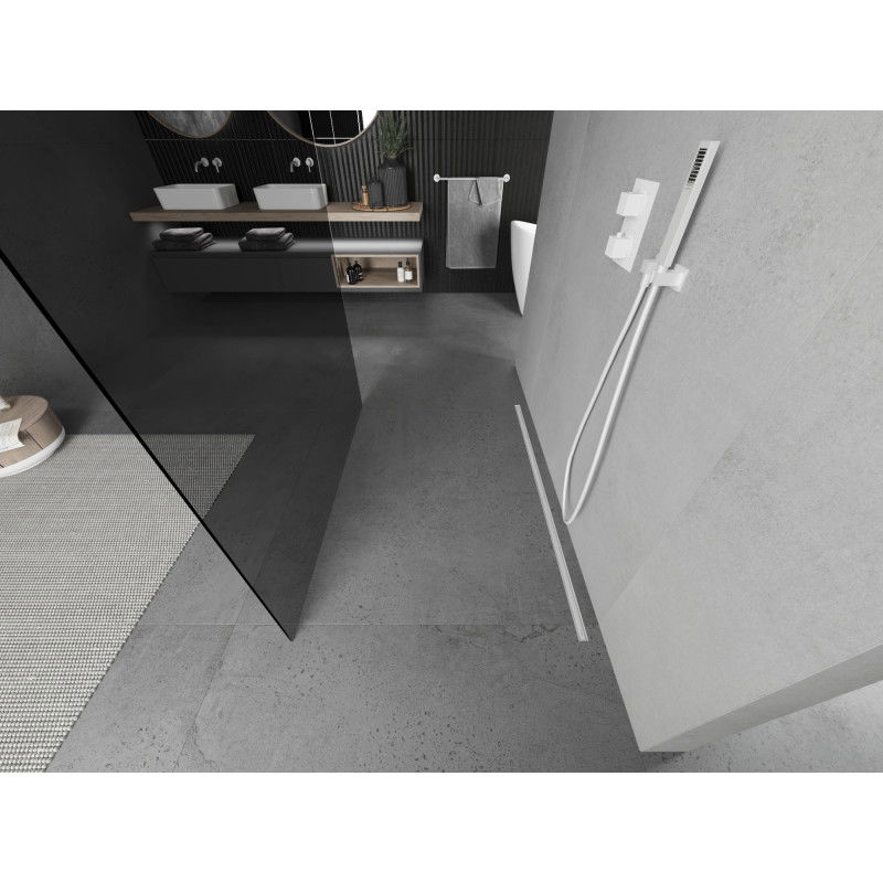 Mexen Kioto voľne stojaca sprchová stena 110 x 200 cm, grafit 8 mm, biela - 800-110-002-20-40