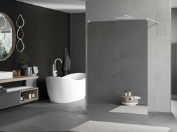 Mexen Kioto samostatne stojaca sprchová priečka 110 x 200 cm, zrkadlo 8 mm, biela - 800-110-002-20-50