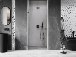 Mexen Lunar-B sprchové dvere výklopné ľavé 100 cm, transparentné, gun metal - 832-100-000-95-00-L