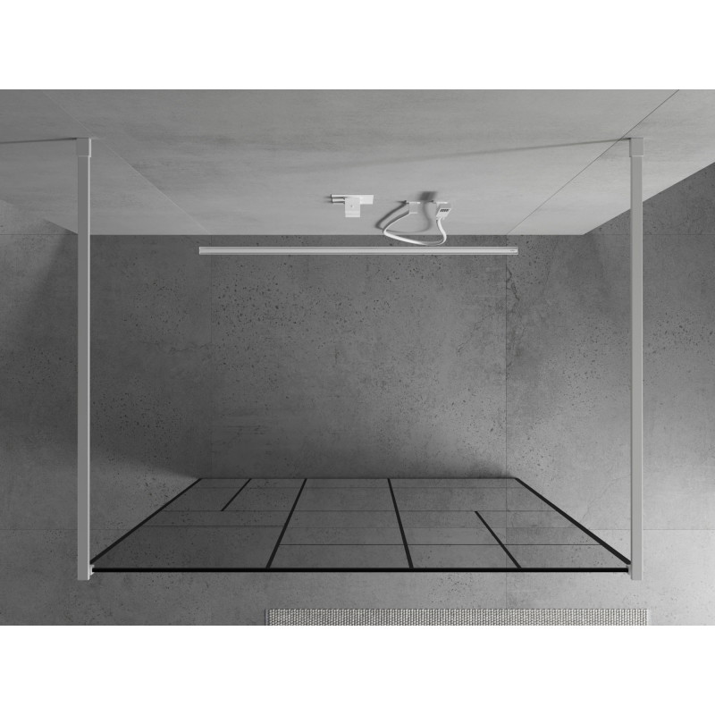 Mexen Kioto samostatne stojaca sprchová stena 120 x 200 cm, čierny vzor 8 mm, biela - 800-120-002-20-78