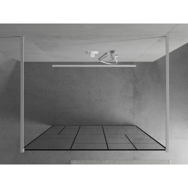 Mexen Kioto stena sprchového kúta voľne stojaca 130 x 200 cm, čierny vzor 8 mm, biela - 800-130-002-20-78