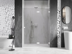 Mexen Lunar L sprchové dvere krídlové pravé 130 cm, transparentné, biele - 834L-130-000-20-00-P