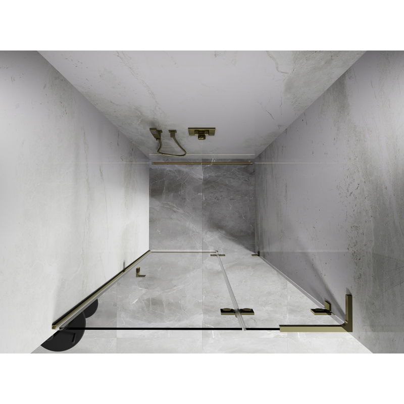 Mexen Lunar L sprchové dvere pravostranné, 90 cm, priehľadné, zlaté - 834L-090-000-50-00-P