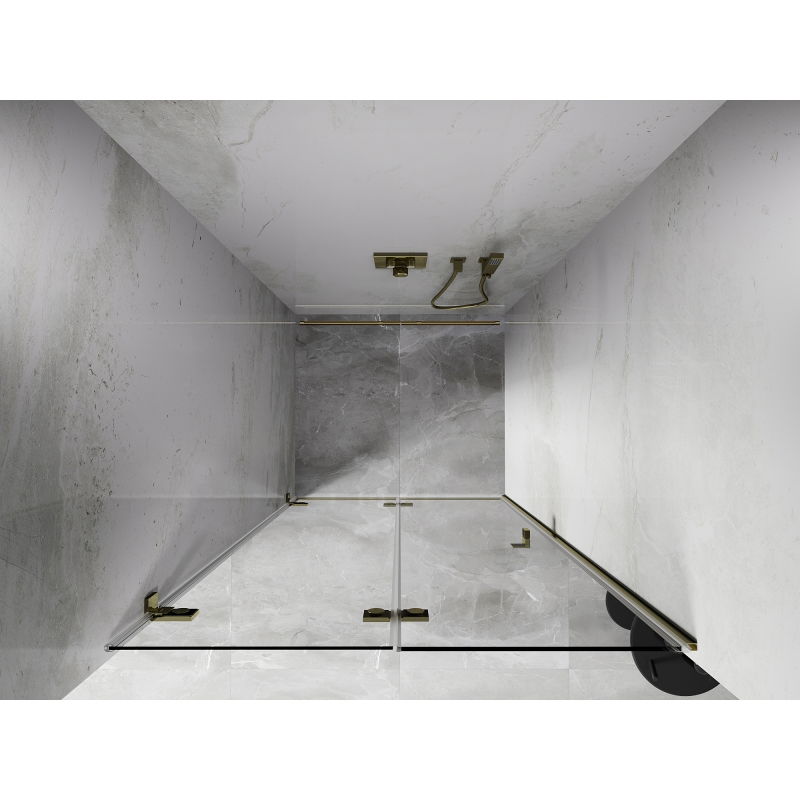 Mexen Lunar-F skladacie sprchové dvere ľavé 95 cm, transparentné, zlaté - 836-095-000-50-00-L