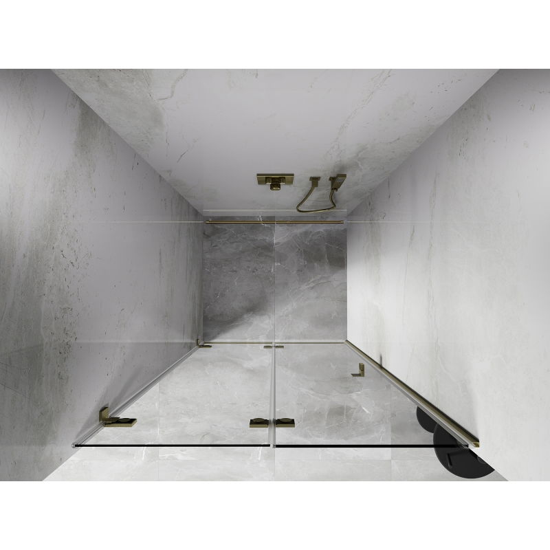 Mexen Lunar-F skladacie sprchové dvere ľavé 70 cm, transparentné, zlaté kartáčované - 836-070-000-55-00-L