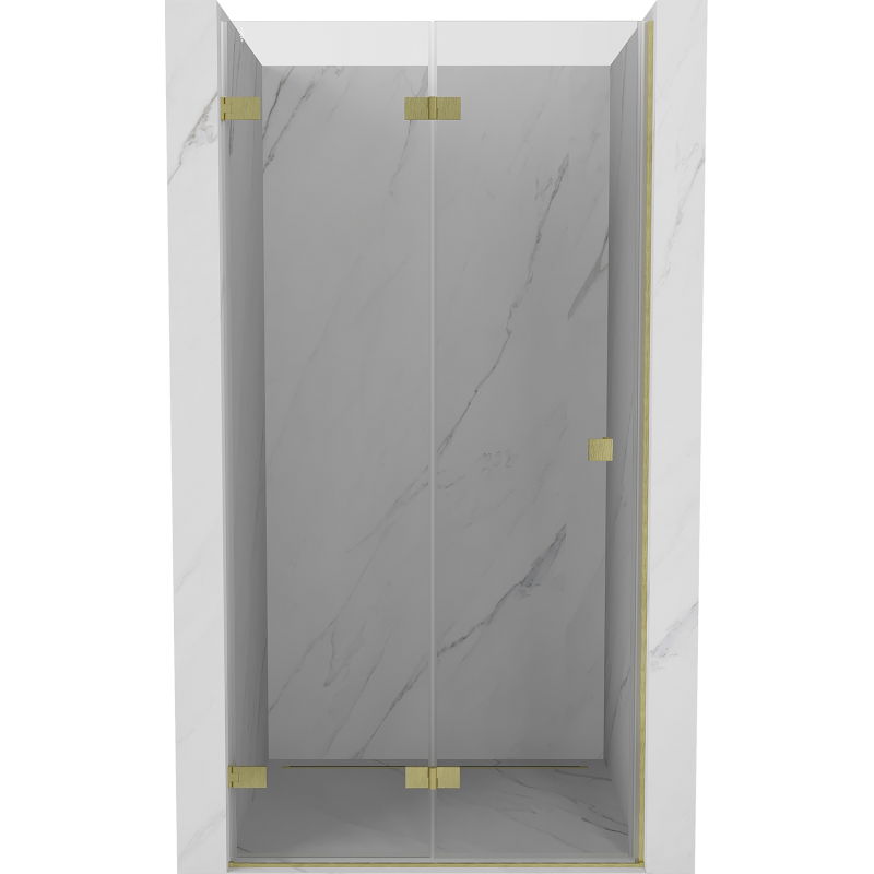 Mexen Lunar-F skladacie sprchové dvere ľavé 80 cm, transparentné, zlaté brúsené - 836-080-000-55-00-L