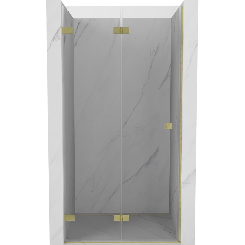 Mexen Lunar-F skladacie sprchové dvere ľavé 95 cm, transparentné, zlaté kartáčované - 836-095-000-55-00-L