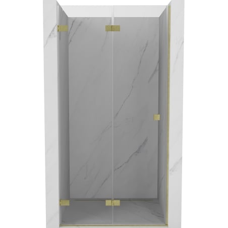 Mexen Lunar-F skladacie sprchové dvere ľavé 95 cm, transparentné, zlaté kartáčované - 836-095-000-55-00-L