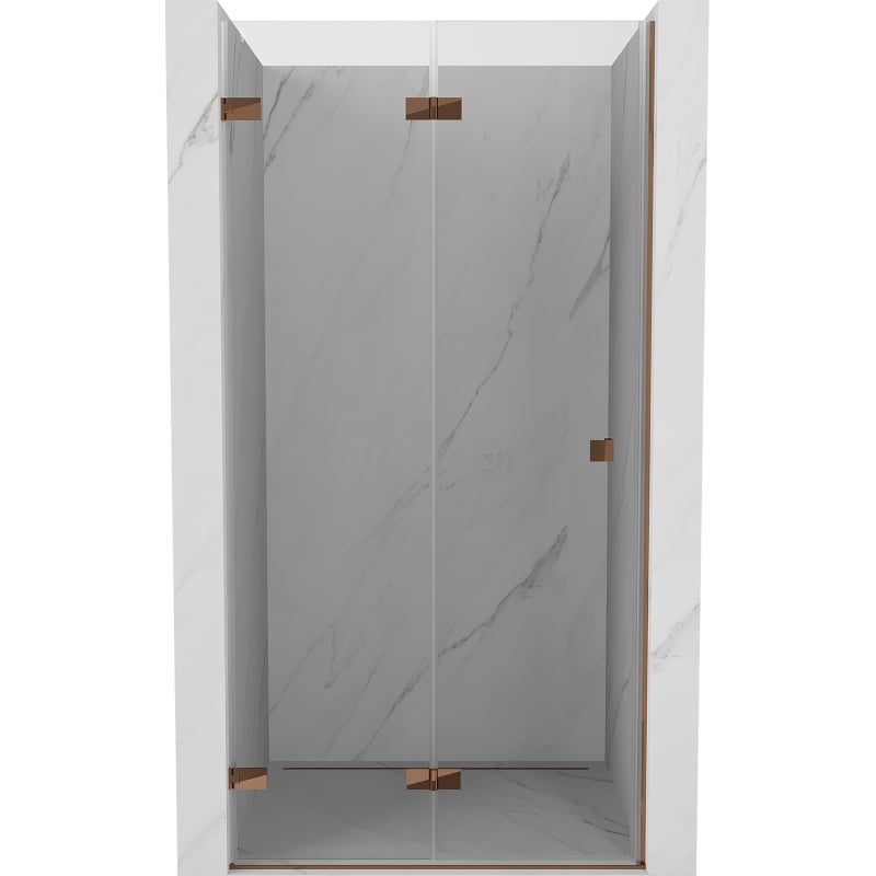 Mexen Lunar-F skladacie sprchové dvere ľavé 60 cm, transparentné, ružové zlato - 836-060-000-60-00-L