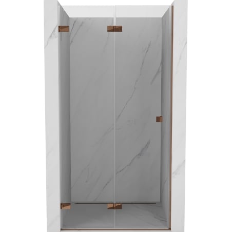 Mexen Lunar-F skladacie sprchové dvere ľavé 60 cm, transparentné, ružové zlato - 836-060-000-60-00-L