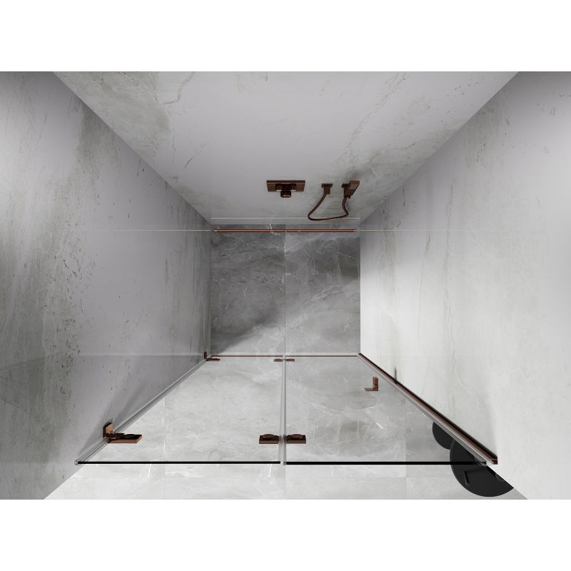 Mexen Lunar-F skladacie ľavé sprchové dvere 95 cm, transparentné, ružové zlato - 836-095-000-60-00-L