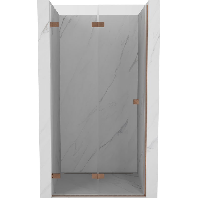 Mexen Lunar-F skladacie sprchové dvere ľavé 80 cm, transparentné, brúsená meď - 836-080-000-65-00-L
