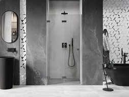 Mexen Lunar-F skladacie sprchové dvere ľavé 60 cm, transparentné, gun grey brúsené - 836-060-000-66-00-L