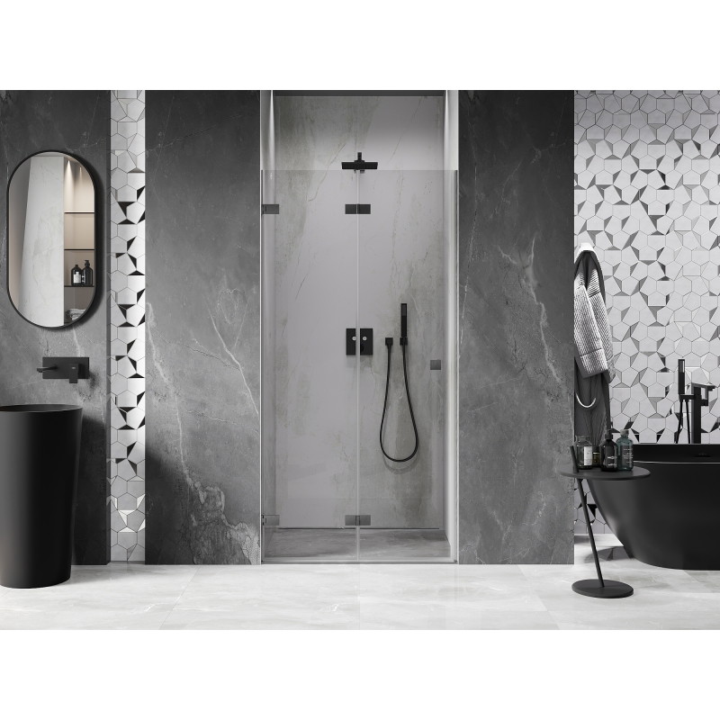 Mexen Lunar-F skladacie ľavé sprchové dvere 85 cm, transparentné, gun grey brúsené - 836-085-000-66-00-L