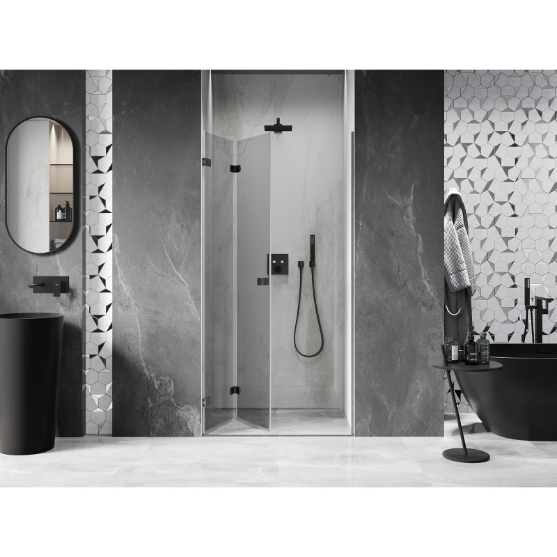 Mexen Lunar-F skladacie ľavé sprchové dvere 85 cm, transparentné, gun grey brúsené - 836-085-000-66-00-L