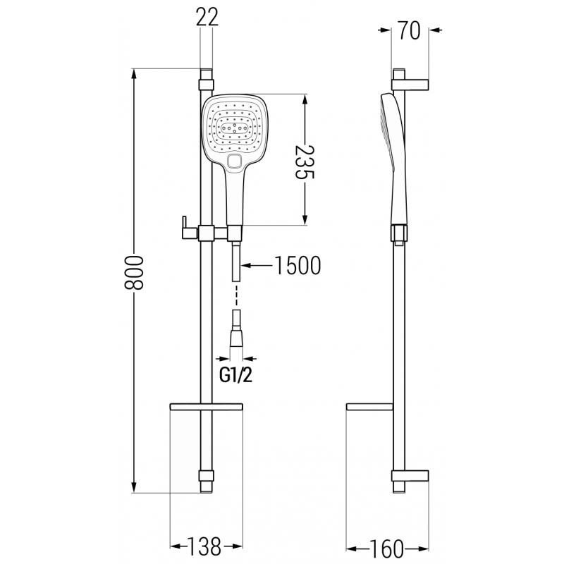 Mexen DQ17 sprchová sada posuvná, čierna - 785174581-70