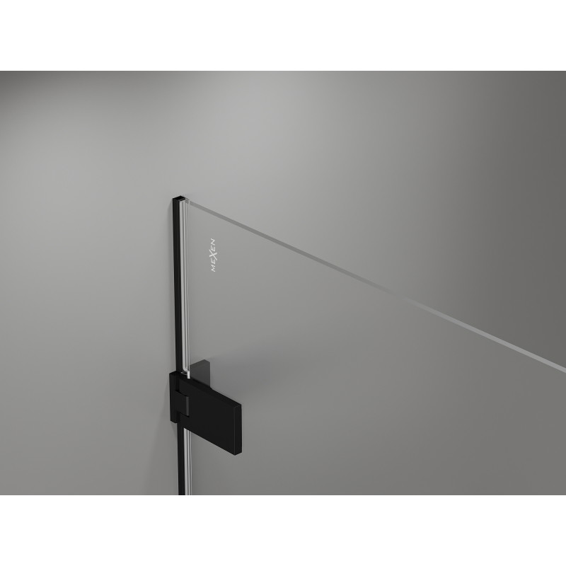 Mexen Lunar-F skladacie sprchové dvere ľavé 95 cm, transparentné, čierne - 836-095-000-70-00-L